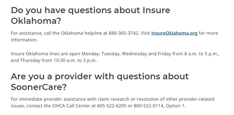 SoonerCare Application Phone Number